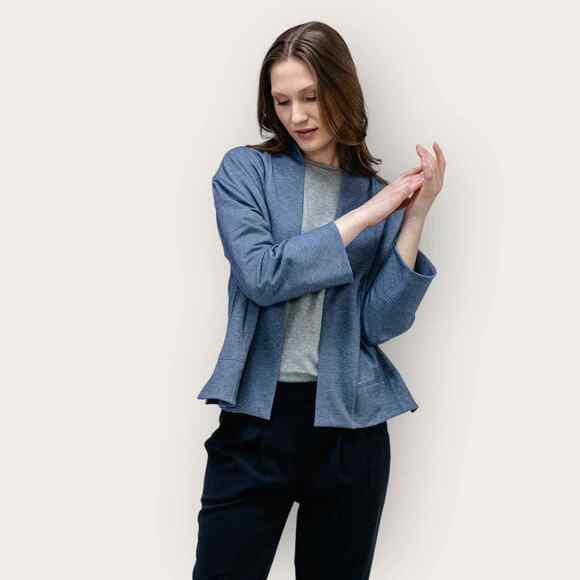 Ministry of Supply Fusion Terry Cardigan | Small | Indigo Open Front Wool Winter - Picture 1 of 6